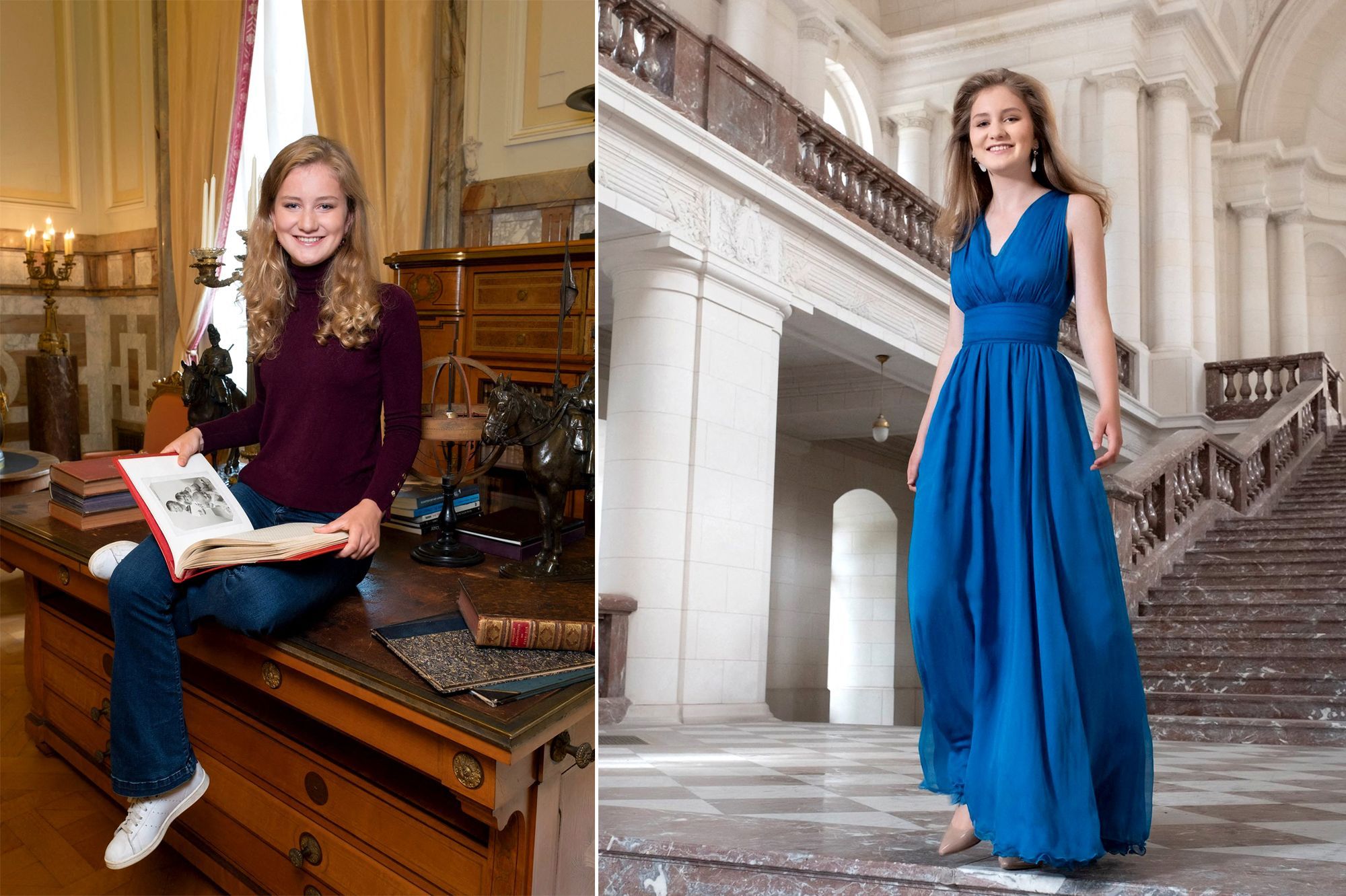 La princesse Elisabeth de Belgique radieuse en jeans comme en robe du soir  pour ses 18 ans