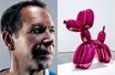 Jeff Koons et l'une de ses oeuvres emblématiques, le "Balloon Dog".