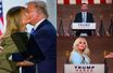 Donald Trump embrasse Melania Trump, mardi soir. Eric Trump et Tiffany Trump durant leurs discours.