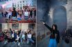 En images : des militantes féministes manifestent contre le "soutien" de Belloubet à Darmanin