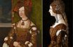Portraits de Bianca Maria Sforza par l’atelier de Bernhard Strigel, vers 1505-1510 (Collection of Art History Museum, Vienne), et par Ambrogio de Predis, en 1493 (National Gallery, Washington DC)