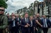 Emmanuel Macron dans les ruines de la ville d’Irpin, dans la région de Kiev, le 16 juin 2022.