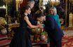 La reine Letizia et le roi Felipe VI d&#039;Espagne avec Emmanuel et Brigitte Macron au Palais royal à Madrid, le 28 juin 2022