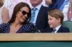 Kate Middleton et son fils le prince George au tournoi de Wimbledon, à Londres, le 10 juillet 2022.