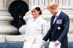 Meghan Markle et le prince Harry à la messe célébrant le jubilé d'Elizabeth II, à Londres, le 3 juin 2022.
