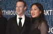 Mark Zuckerberg et sa femme Priscilla Chan lors la cérémonie "Breakthrough Prize", à Mountain View, en Californie, le 4 novembre 2018.