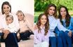 La reine Rania de Jordanie avec ses filles les princesses Iman et Salma, photo partagée sur sa page Instagram le 27 septembre 2022. A gauche, toutes les trois en juin 2003
