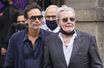 Alain Delon et son fils Anthony Delon lors des obsèques de Jean-Paul Belmondo, à Paris le 10 septembre 2021.