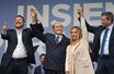 Trois jours avant la victoire. Matteo Salvini, Silvio Berlusconi, Giorgia Meloni et Maurizio Lupi lors d’un meeting à Rome, le 22 septembre.