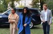 Meghan Markle avec sa mère Doria Ragland et le prince Harry dans les jardins de Kensington, à Londres, en 2018.