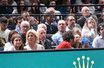 Michèle Laroque, Vianney et sa femme Catherine Robert en tribune du tournoi de tennis "Rolex Paris Masters 2022" à l'AccorHotels Arena, à Paris le 2 novembre 2022.