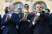Emmanuel Macron recevant les Champions du monde à l'Elysée au lendemain de leur victoire en Russie.