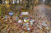 Des photos et bougies disposées à Delphi, en honneur de Libby et Abby, tuées en 2017.