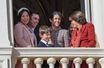 Louis et Marie Ducruet (enceinte) avec la princesse Stéphanie, Charlotte Casiraghi et son fils, Pauline Ducruet, lors de la Fête nationale de Monaco, le 19 novembre 2022.