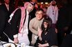 Le producteur saoudien Mohammed al-Turki auprès de Jackie Chan et Isabelle Adjani, le 8 décembre 2022.