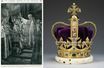 Gravure figurant le couronnement du roi George V, le 22 juin 1911 – A droite : La St Edward's Crown (photo diffusée le 2 décembre 2022)