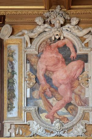 Détail des fresques et des stucs de la Galerie François Ier au château de Fontainebleau