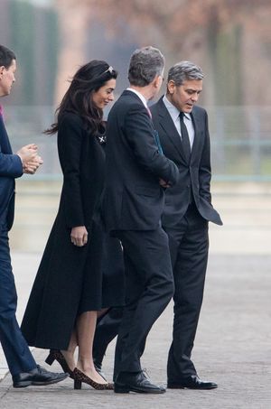 Amal et George Clooney à Berlin le 12 février 2016.