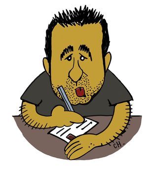 Le portrait de Mathieu Madénian dessiné par Charb.
