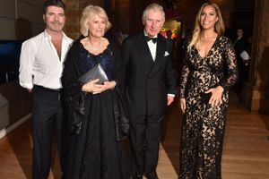 Le prince Charles et Camilla avec Simon Cowell et Leona Lewis à Londres le 2 février 2016