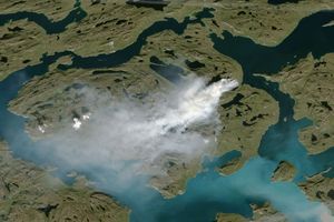 Vue satellite d'un feu au Groenland, le 3 août.