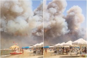 Panique sur une plage italienne, les touristes fuient les flammes devant un incendie