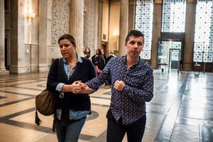 Quatorze ans de prison ont été requis à l'encontre de l'agresseur de Marin, ici au tribunal de Lyon le 3 mai 2018.