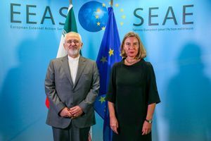 Le ministre iranien des Affaires étrangères Mohammad Javad Zarif et la cheffe de la diplomatie européenne Federica Mogherini, en avril 2018.