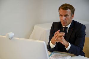 Emmanuel Macron lors de la visioconférence internationale d'aide au Liban le 9 août 2020