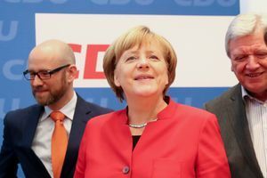 Angela Merkel lors de la réunion avec les cadres du CDU, à Berlin.