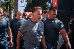 Arnold Schwarzenegger à la Sandton Convention Centre de Johannesburg.