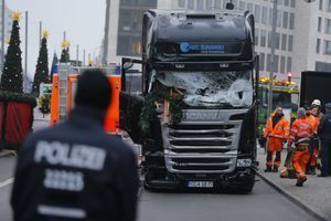 Le camion qui a été utilisé pour foncer dans la foule à Berlin. 