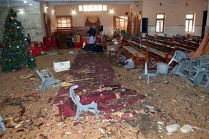 L'Eglise méthodiste de Quetta, ravagée après l'explosion. 