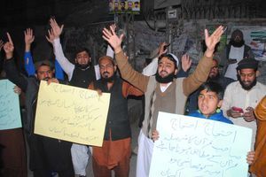 Manifestation du Tehreek-e-Labaik Pakistan à Hyderabad, au Pakistan, le 29 janvier 2019.
