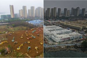 Avant/Après : À Wuhan, un hôpital sort de terre en dix jours pour combattre le coronavirus