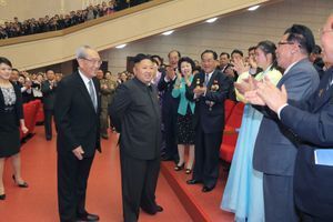 Kim Jong-un à Pyongyang, lors de l'événement où est apparue Hyon Song-wol.