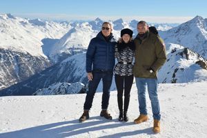 Daniel Craig, Léa Seydoux et Dave Baptista sur les montagnes autrichiennes où est tourné "Spectre". 