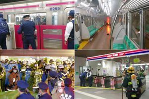 En images : un homme habillé en Joker sème le chaos dans le train de Tokyo