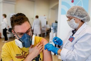Vaccination contre le Covid-19 à Moscou, le 26 octobre 2021.