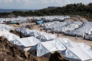 Le camp de Kara Tepe sur l'île de Lesbos, le 14 octobre 2020.