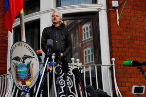Julian Assange à l'ambassade équatorienne de Londres, en mai 2017.