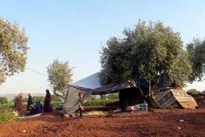 Un camp où ont trouvé refuge des habitants qui ont fui Idleb.
