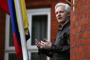 Julian Assange, à l'ambassade de l'Equateur à Londres, en mai 2017