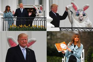 Lapin géant et chasse aux oeufs de Pâques pour Donald et Melania Trump