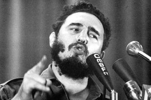 Fidel Castro lors d'un discours donné à La Havane en 1960.