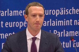 Mark Zuckerberg au Parlement européen de Bruxelles, mardi 22 mai.