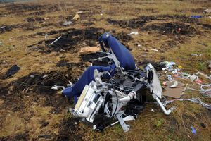 Des restes de l'avion Malaysia Airlines MH17, photographiés en 2014 après le crash.