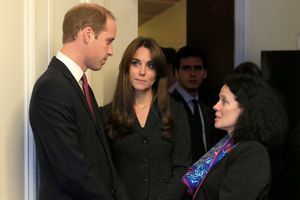 Sylvie Berman, à droite, avec le duc et la duchesse de Cambridge, mardi 17 novembre à l'ambassade de France à Londres.