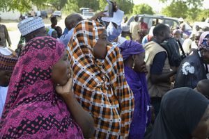 Des mamans de victimes lors d'un rassemblement à Chibok le 22 avril.