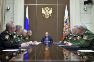 Les images montrant l'arme secrète ont été filmées durant cette réunion lundi du président russe Vladimir Poutine avec des responsables du secteur militaire à Sotchi. 